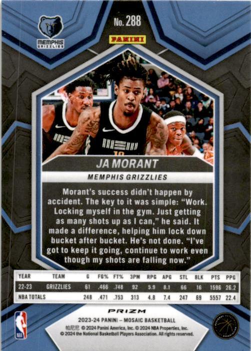 2023-2024 Mosaic City Edition Reactive Yellow #288 Ja Morant Memphis Grizzlies