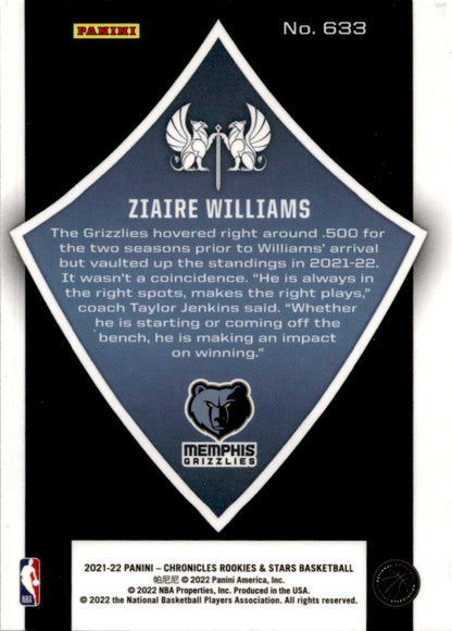 2021 Panini Chronicles Rookies & Stars #633 Ziaire Williams RC  Memphis Grizzlie