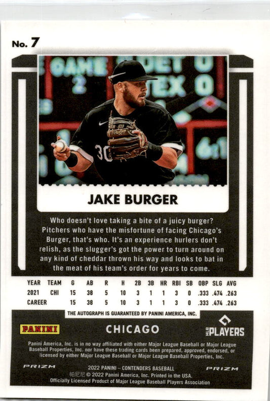 2022 Panini Chronicles #7 Jake Burger Auto Chicago White Sox