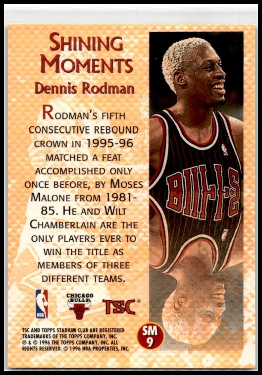 1996-97 Stadium Club Shining Moments #SM9 Dennis Rodman Chicago Bulls