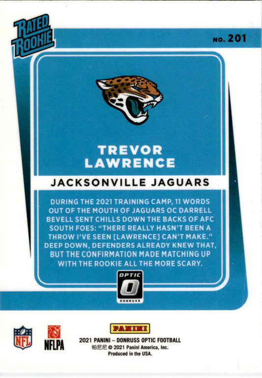 2021 Donruss Optic #201 Trevor Lawrence Rookie Jacksonville Jaguars