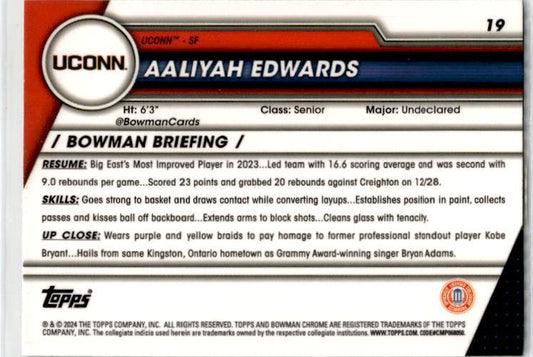 2023-24 Bowman University Chrome Pink Refractor #19 Aaliyah Edwards Mystics