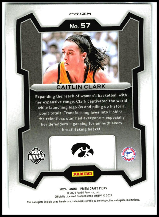 2024 Panini Prizm Draft Picks Prizms Purple Wave #57 Caitlin Clark Iowa Hawkeyes