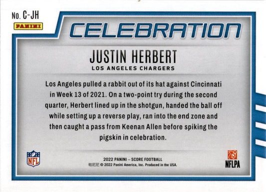 2022 Score Celebration #C-JH Justin Herbert Los Angeles Chargers