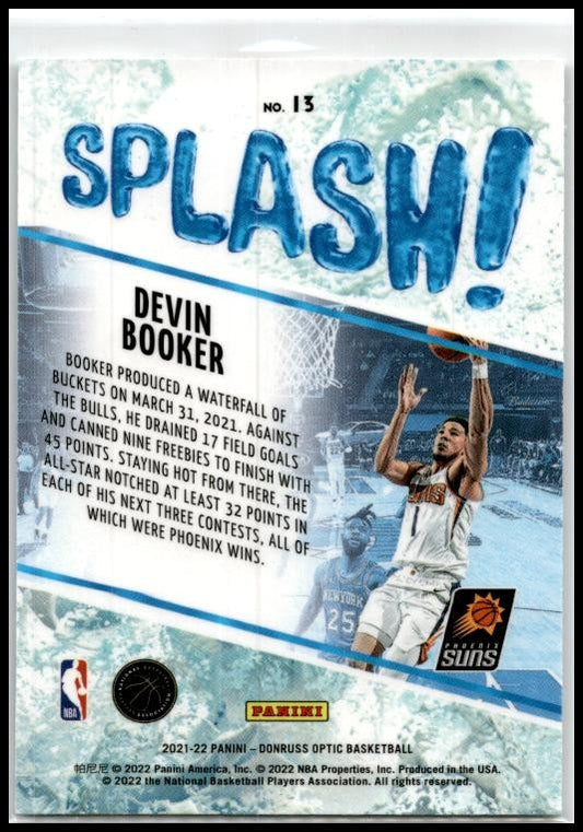 2021-22 Donruss Optic Splash! #13 Devin Booker Phoenix Suns