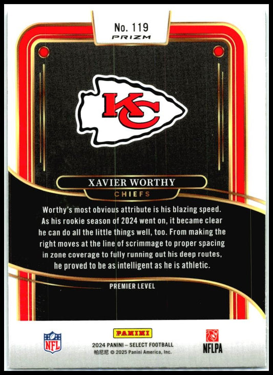 2024 Panini Select Black & Green Shock Prizm #119 Xavier Worthy Chiefs