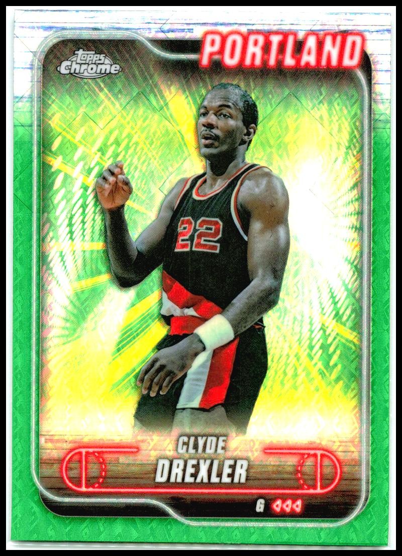 2024-25 Topps Chrome Topps Green Refractor #30 Clyde Drexler Portland
