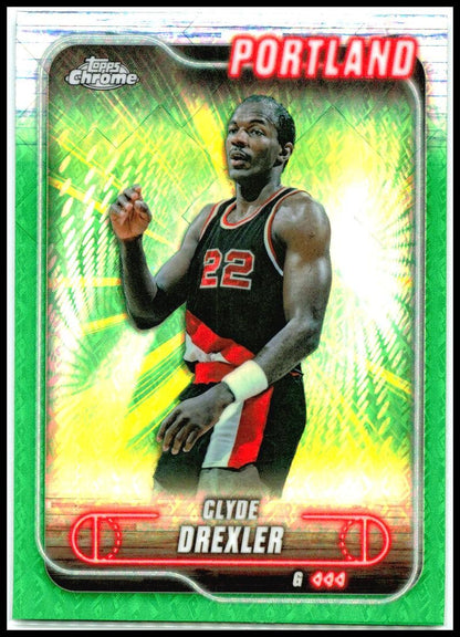 2024-25 Topps Chrome Topps Green Refractor #30 Clyde Drexler Portland