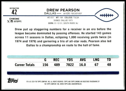 2024 Topps Chrome Refractor #42 Drew Pearson Dallas Cowboys