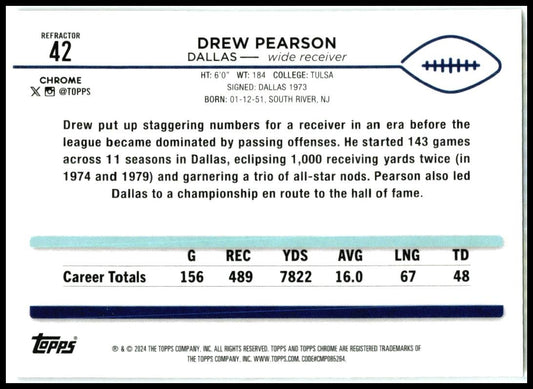 2024 Topps Chrome Refractor #42 Drew Pearson Dallas Cowboys