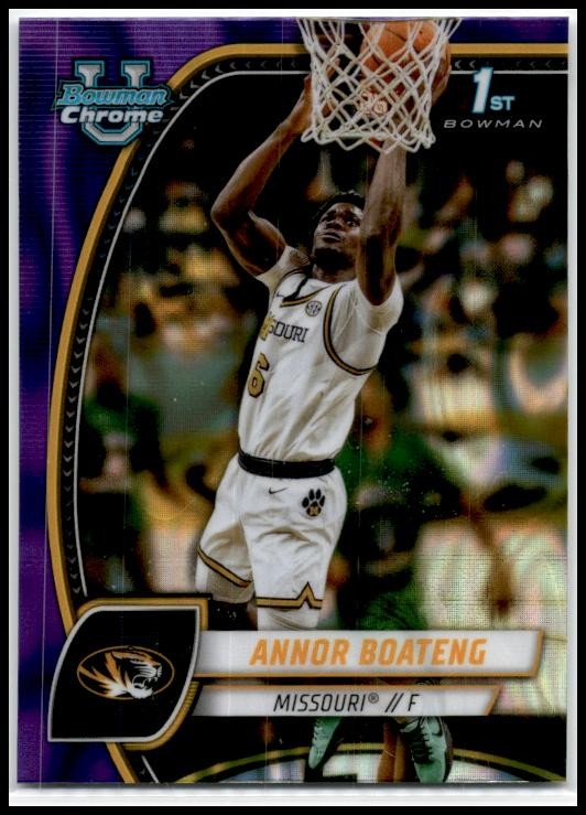 2024-25 Bowman University Chrome Purple Lava Refractor #7 Annor Boateng Tigers