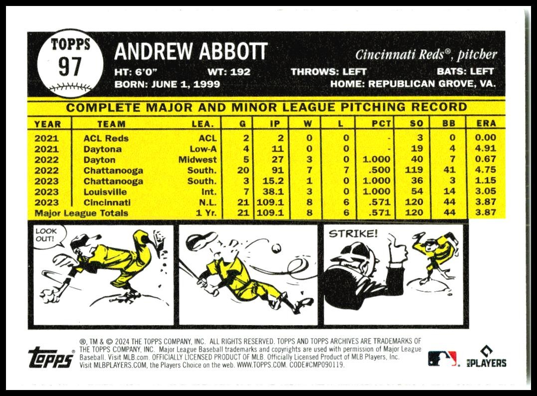 2024 Topps Archives #97 Andrew Abbott Rookie Cincinnati Reds