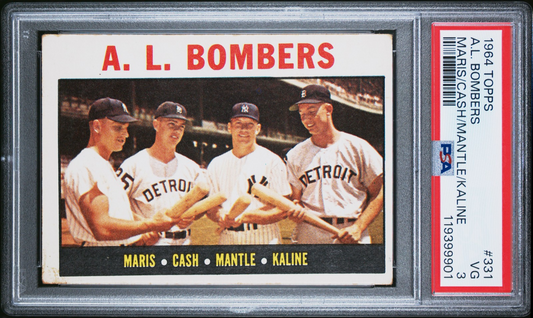 1964 Topps Maris/Cash/Mantle/Kaline #331 A.L. Bombers PSA 3