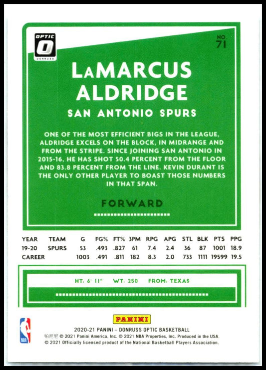 2020-21 Donruss Optic #71 LaMarcus Aldridge San Antonio Spurs