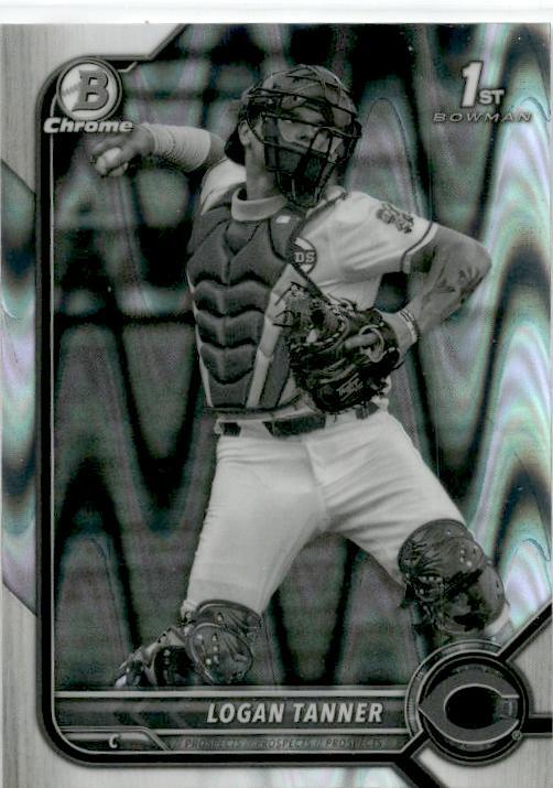 2022 Bowman Chrome Black & White Raywave #BDC-55 Logan Tanner Cincinnati Reds