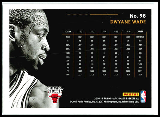 2016-17 Panini Aficionado #98 Dwyane Wade Chicago Bulls