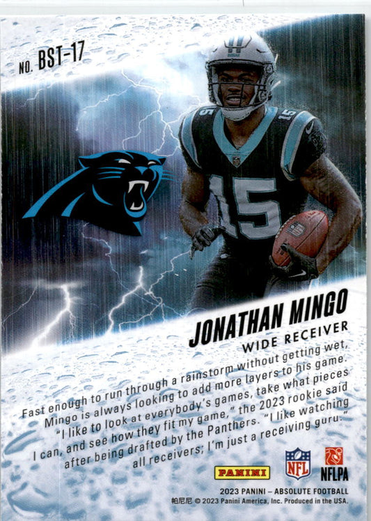 2023 Panini Absolute By the Storm #BST-17 Jonathan Mingo Carolina Panthers