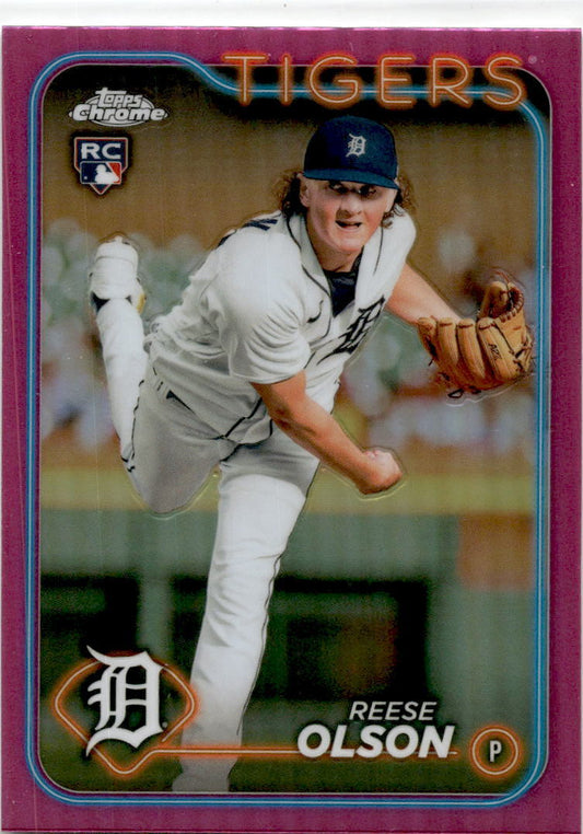 2024 Topps Chrome Pink Refractors #40 Reese Olson Rookie Detroit Tigers