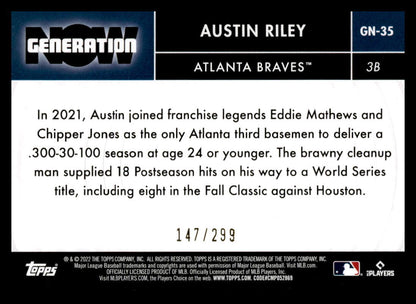 2022 Topps Series 2 Generation Now #GN-35 Austin Riley