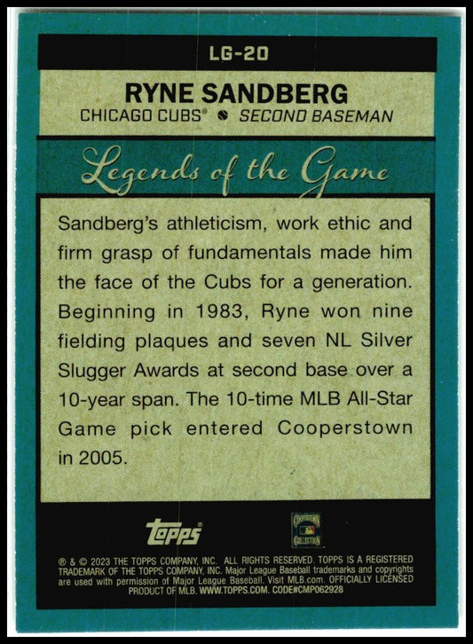 2023 Topps Legends of the Game #LG-20 Ryne Sandberg Chicago Cubs