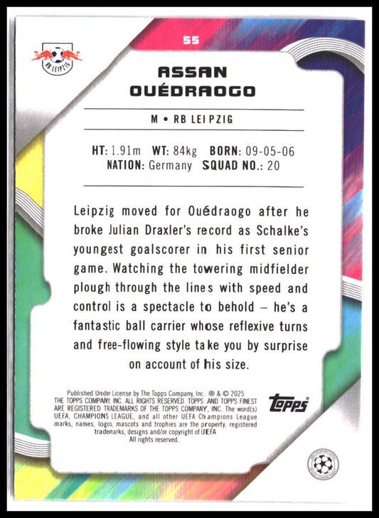 Assan Ouédraogo #55 2024-25 Finest UEFA Club Competitions Rookie RC