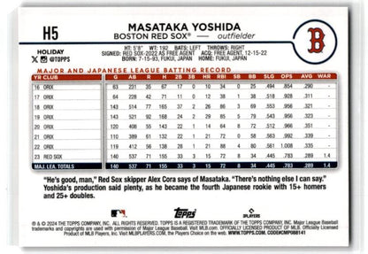 2024 Topps Holiday Plaid #H5 Masataka Yoshida Boston Red Sox