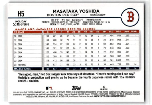 2024 Topps Holiday Plaid #H5 Masataka Yoshida Boston Red Sox