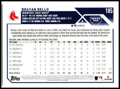 2023 Topps #185 Brayan Bello Boston Red Sox