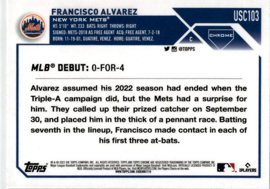2023 Topps Update #US255 Francisco Alvarez New York Mets