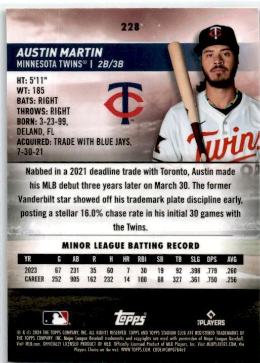 2024 Stadium Club Green #228 Austin Martin Minnesota Twins