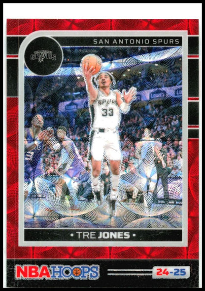 2024-25 Hoops Premium Prizms Scope Red #83 Tre Jones #/49 San Antonio Spurs