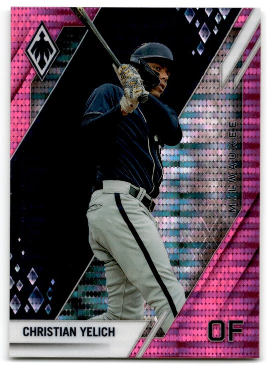 2022 Panini Phoenix Pink Pulsar Christian Yelich Milwaukee Brewers #24