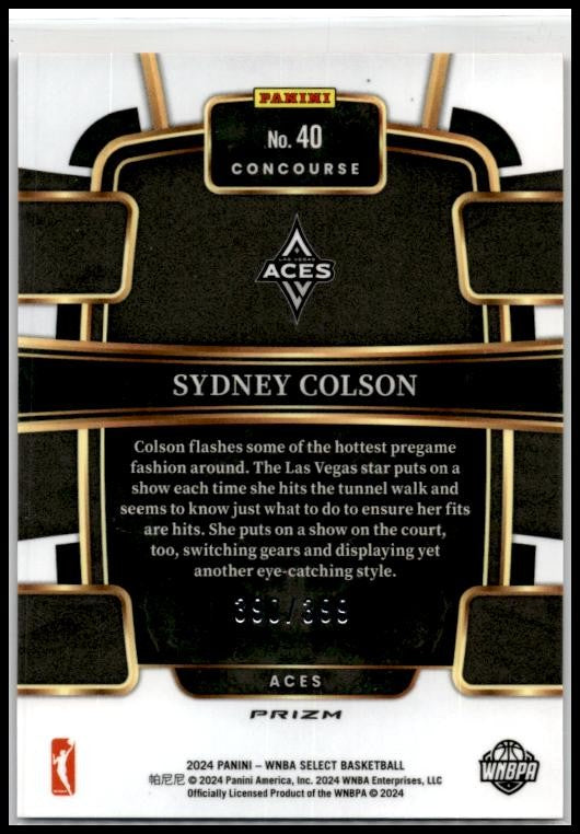 2024 Panini Select WNBA Prizms Red and Blue #40 Sydney Colson Las Vegas Aces