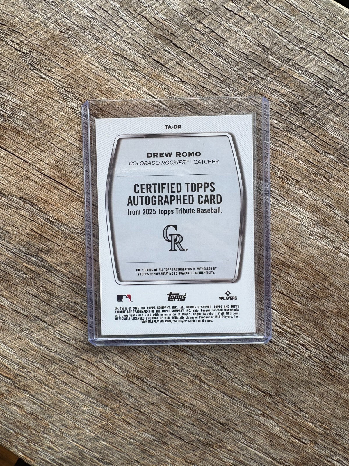 2025 Topps Tribute Green TA-DR Drew Romo RC Auto /99 Colorado Rockies