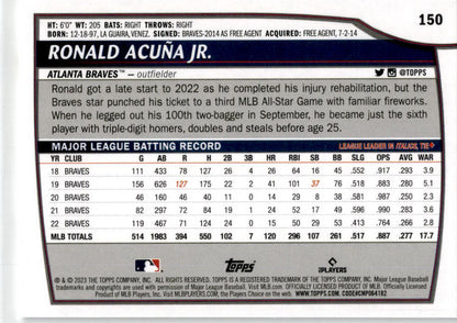 2023 Topps Big League #150 Ronald Acuña Jr. Atlanta Braves