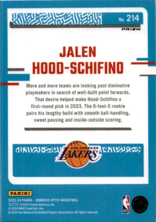 2023-24 Donruss Optic Hyper Green #214 Jalen Hood-Schifino Rookie Lakers
