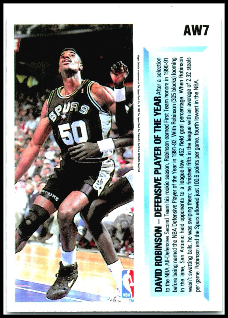 1992-93 Upper Deck Award Winner Holograms #AW7 David Robinson San Antonio Spurs