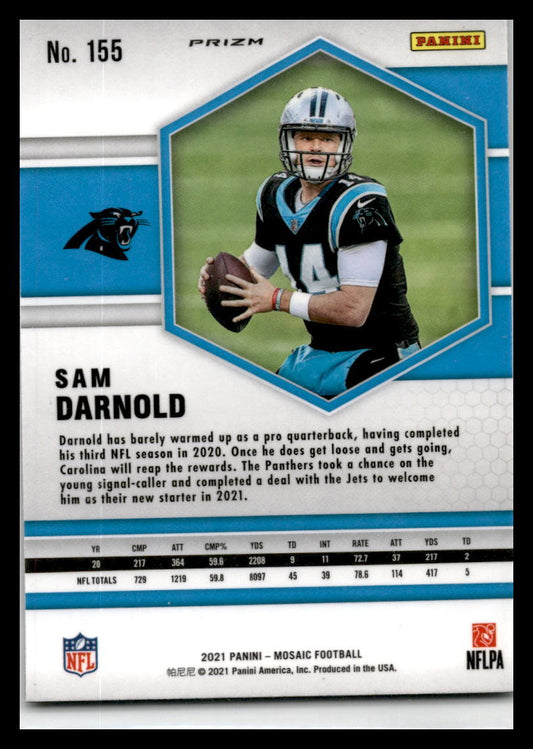 2021 Panini Mosaic Prizm Reactive Orange #155 Sam Darnold  Carolina Panthers