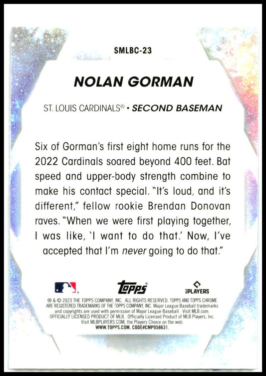 2023 Topps Stars of MLB Chrome #SMLBC-23 Nolan Gorman St. Louis Cardinals