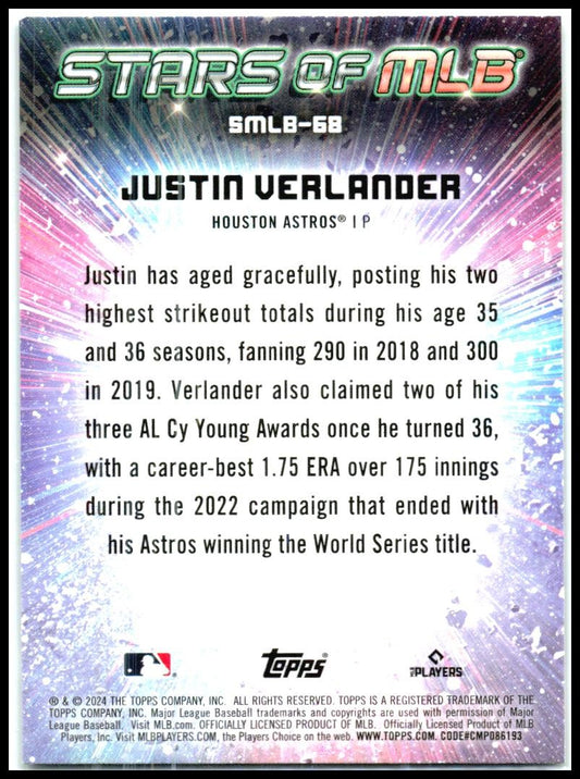 2024 Topps Update Stars of MLB #SMLB-68 Justin Verlander Houston Astros