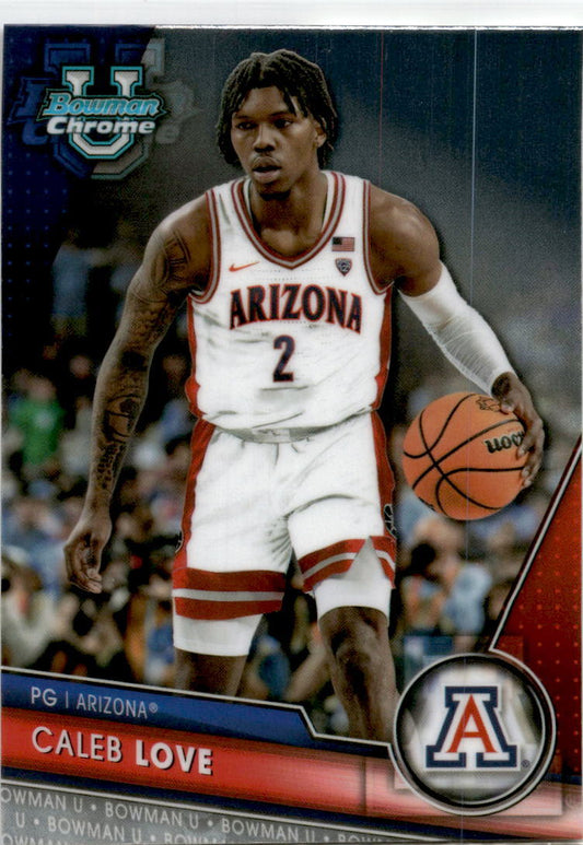 2023-24 Bowman University Chrome #58 Caleb Love Arizona Wildcats