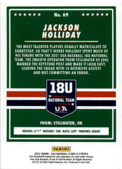 2022 Panini Stars & Stripes USA Baseball #69 Jackson Holliday