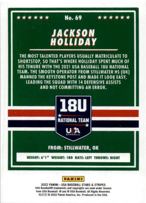 2022 Panini Stars & Stripes USA Baseball #69 Jackson Holliday