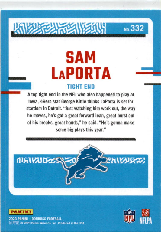 2023 Donruss #332 Sam LaPorta Rookie Detroit Lions