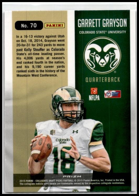 2015 Panini Prizm Collegiate Draft Picks Stained Glass #70 Garrett Grayson Rams