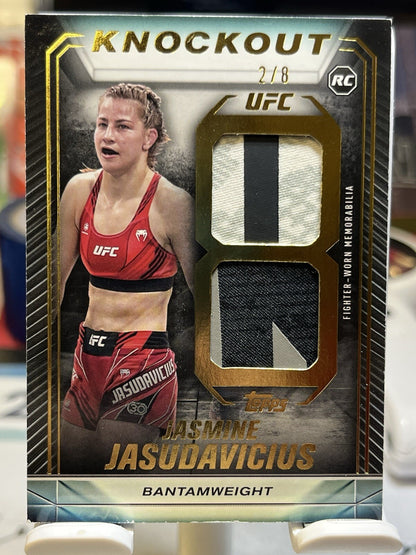 2024 Topps UFC Knockout #/8 Jasmine Jasudavicius Knockout Dual Relic Rookie Card