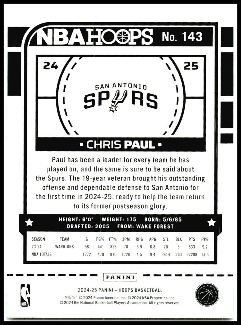 2024-25 Hoops #143 Chris Paul San Antonio Spurs