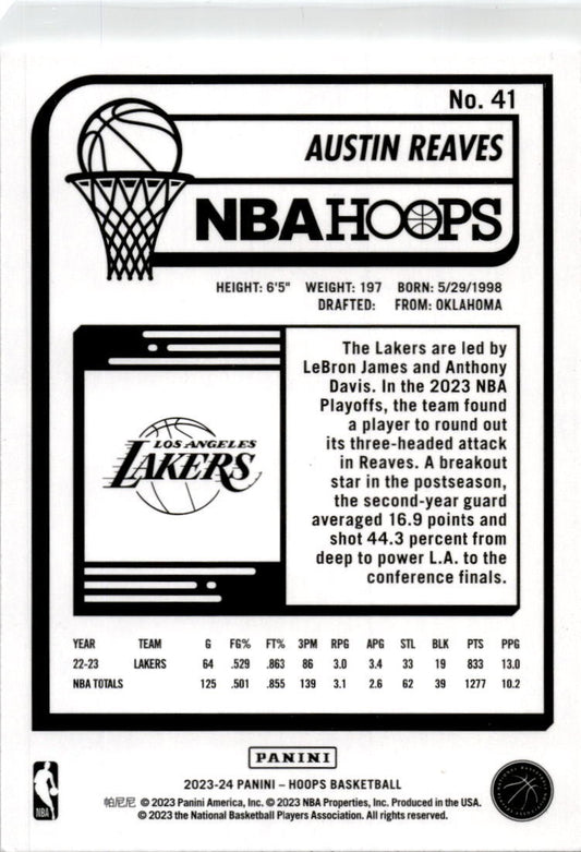 2023-24 Hoops Winter #41 Austin Reaves Los Angeles Lakers