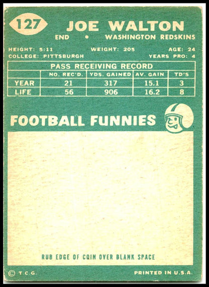 1960 Topps #127 Joe Walton Rookie Washington Redskins