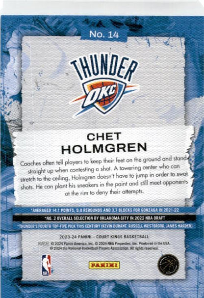 2023-24 Panini Court Kings #14 Chet Holmgren Oklahoma City Thunder